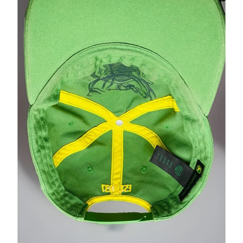 John Deere Distressed Green Snapback Baseball Cap Hat Metallic Logo LP48321